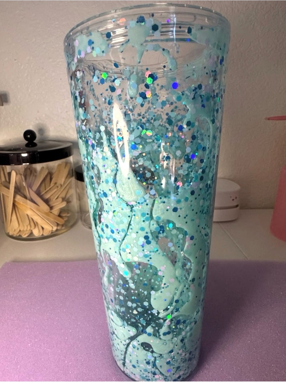 Aqua Glitter Swirl Tumbler